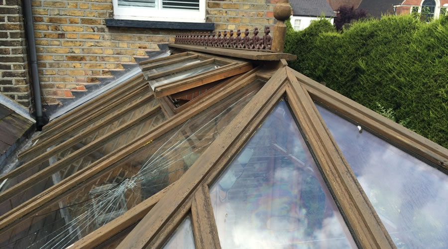 Repaired glazed conservatory London